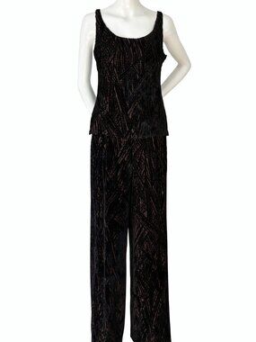 Vintage Sonia Rykiel Paris Velvet Two Piece Set Wide Leg Pants